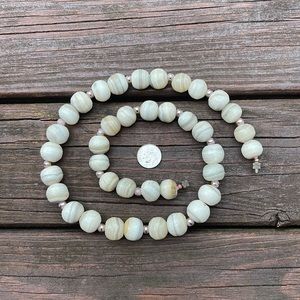 Vintage White Banded Agate Necklace
